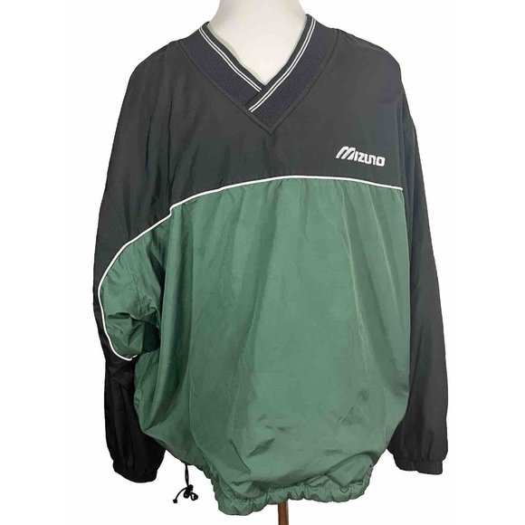 Mizuno Men's Athletic Pullover  Large V Neck Green  With Toggle Waist Lined - Picture 13 of 16